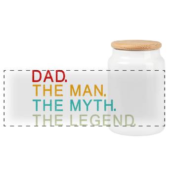 Legendary Dad The Man The Myth The Legend Gift - Panoramic Cookie Jar with Wooden Lid - white - Front