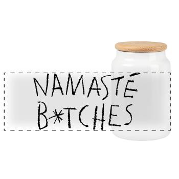 Namasté Black - Boîte à biscuits avec couvercle en bois - blanc - Devant