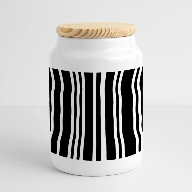 barcode Panoramic Cookie Jar with Wooden Lid