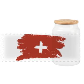 Switzerland Flag Travel Hiking - Panoramic Cookie Jar with Wooden Lid - white - Front