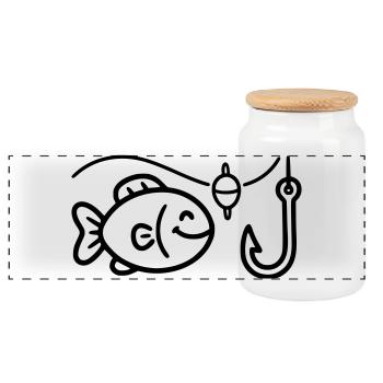 Lustiger Fisch Angeln Angelsport Angelverein - Panorama Keksdose mit Holzdeckel - Weiß - Vorne