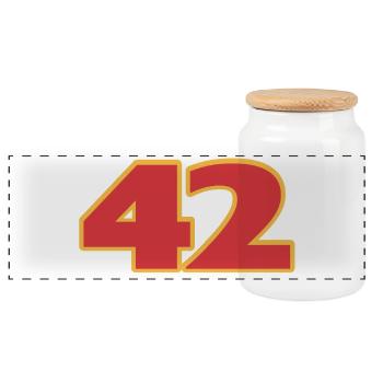 The answer is 42 - Panoramic Cookie Jar with Wooden Lid - white - Front