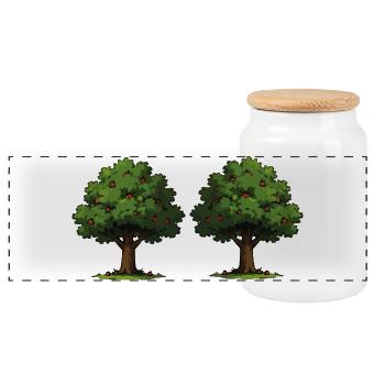 Double tree with red apples - Panoramic Cookie Jar with Wooden Lid - white - Front