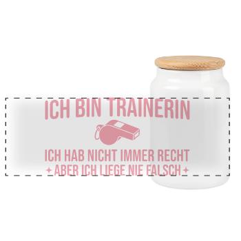 Trainerin liegt nie falsch Fußballtrainerin - Panorama Keksdose mit Holzdeckel - Weiß - Vorne