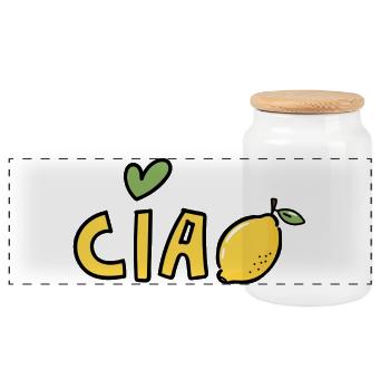 Ciao Zitrone Bella Italia Sizilian Dolce Vita - Panorama Keksdose mit Holzdeckel - Weiß - Vorne