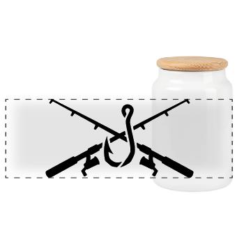 Cannes à pêche, hameçons, pêche, club de pêche - Boîte à biscuits avec couvercle en bois - blanc - Devant