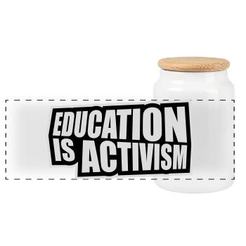 L’éducation est activisme Bildung Aktivismus Déclaration - Boîte à biscuits avec couvercle en bois - blanc - Devant