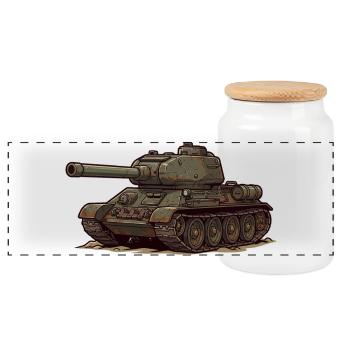 Illustration du char animé T-34 RCCX - Boîte à biscuits avec couvercle en bois - blanc - Devant