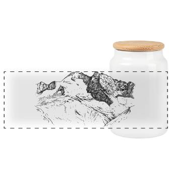 Olperer Zillertaler Tyrol Conception des Alpes - Boîte à biscuits avec couvercle en bois - blanc - Devant