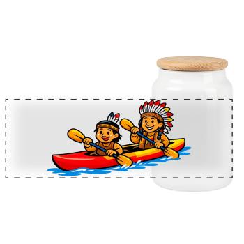 Indiens pagayant - Boîte à biscuits avec couvercle en bois - blanc - Devant