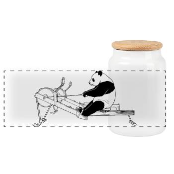 Panda sur l’aviron - Boîte à biscuits avec couvercle en bois - blanc - Devant
