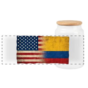 Identité du drapeau d’amitié États-Unis-Paraguay - Boîte à biscuits avec couvercle en bois - blanc - Devant
