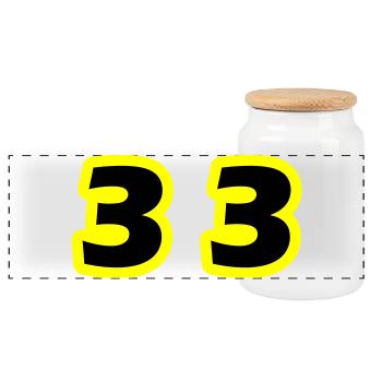 33 Number Symbol - Panoramic Cookie Jar with Wooden Lid - white - Front