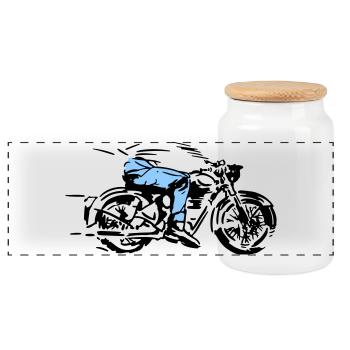 cycliste - Boîte à biscuits avec couvercle en bois - blanc - Devant