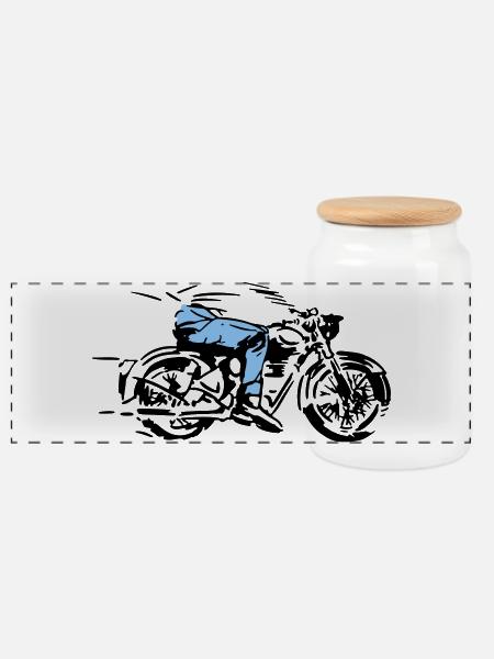 biker - Panorama Keksdose mit Holzdeckel - Weiß