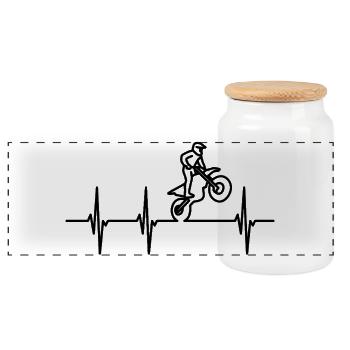 Heartbeat Motocross - Boîte à biscuits avec couvercle en bois - blanc - Devant