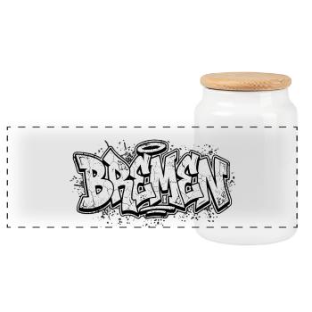 Bremen Graffiti Hip Hop - Panoramic Cookie Jar with Wooden Lid - white - Front