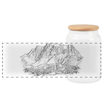 Zugspitze Silhouette | Wetterstein Mountains Peaks - Panoramic Cookie Jar with Wooden Lid - white - Front