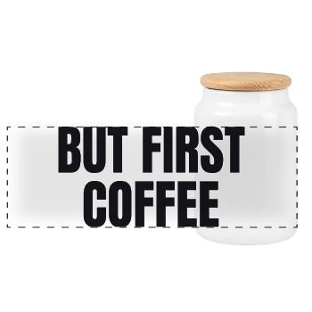 Mais d’abord le café - Chemise drôle de café - Boîte à biscuits avec couvercle en bois - blanc - Devant