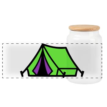 Festival Tent Camping Icon - Panoramic Cookie Jar with Wooden Lid - white - Front
