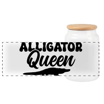 Alligator Queen Reptilien Fan - Panorama Keksdose mit Holzdeckel - Weiß - Vorne