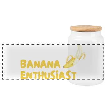 Banana Enthusiast Logo - Panorama Keksdose mit Holzdeckel - Weiß - Vorne