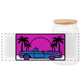 Retro 80er Auto Logo - Panorama Keksdose mit Holzdeckel - Weiß - Vorne