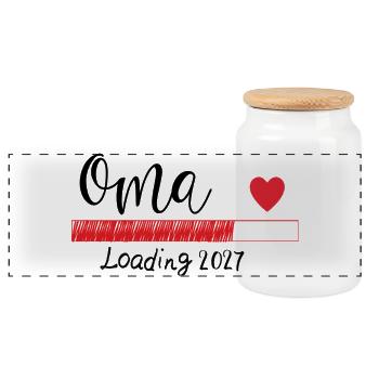 Grandma 2027 - Panoramic Cookie Jar with Wooden Lid - white - Front