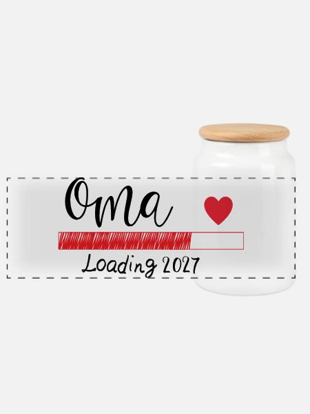 Oma 2027 - Panorama Keksdose mit Holzdeckel - Weiß