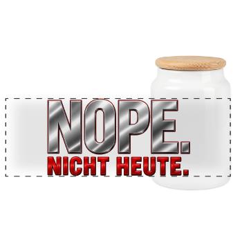 NOPE. Nicht heute. - Panorama Keksdose mit Holzdeckel - Weiß - Vorne