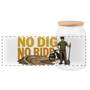 Kein Graben, keine Fahrt Mountainbike - Panorama Keksdose mit Holzdeckel - Weiß - Vorne