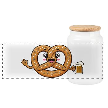 Brezn-Alarm – Brezel Wiesen Bierfest - Panorama Keksdose mit Holzdeckel - Weiß - Vorne