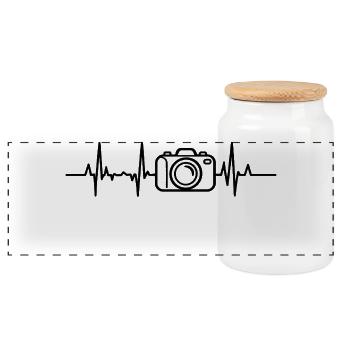 Herzschlag-Fotografie - Panorama Keksdose mit Holzdeckel - Weiß - Vorne