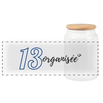 13 organized - Panoramic Cookie Jar with Wooden Lid - white - Front