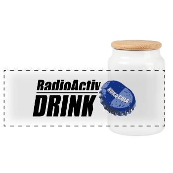 RadioActiv Drink - Boîte à biscuits avec couvercle en bois - blanc - Devant