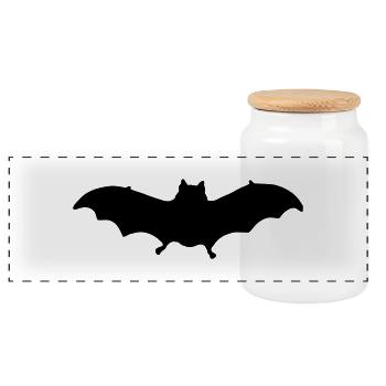 bat - Panoramic Cookie Jar with Wooden Lid - white - Front