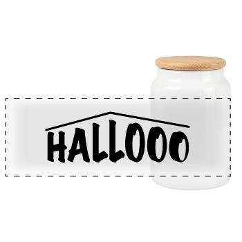 hallooo - Panoramic Cookie Jar with Wooden Lid - white - Front