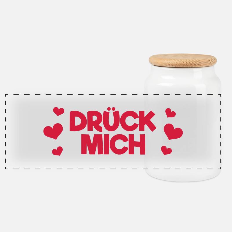 Drück mich - Panorama Keksdose mit Holzdeckel - Weiß