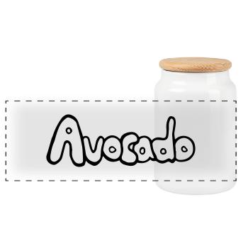 Avocado_SCHRIFT, lecker, vegan, gesund - Panorama Keksdose mit Holzdeckel - Weiß - Vorne
