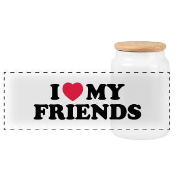 I love my friends - Boîte à biscuits avec couvercle en bois - blanc - Devant