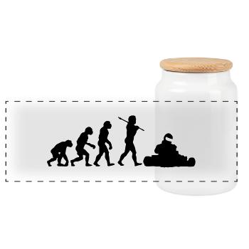 Karting Evolution - Panoramic Cookie Jar with Wooden Lid - white - Front