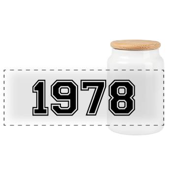 1978 - Panoramic Cookie Jar with Wooden Lid - white - Front