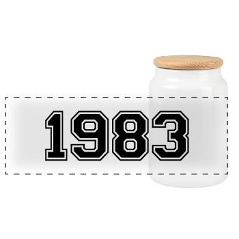 1983 - Panoramic Cookie Jar with Wooden Lid - white - Front