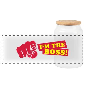 im_the_boss__f2 - Boîte à biscuits avec couvercle en bois - blanc - Devant