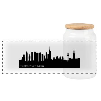 Frankfurt Skyline - Panorama Keksdose mit Holzdeckel - Weiß - Vorne