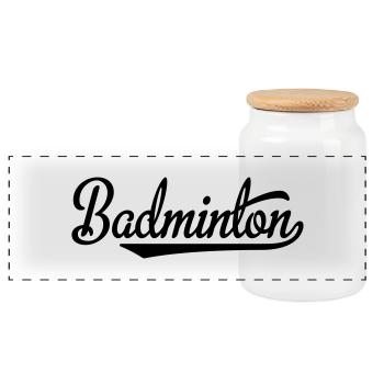 Badminton - Panorama Keksdose mit Holzdeckel - Weiß - Vorne