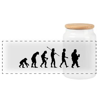 Funny evolution - Panorama Keksdose mit Holzdeckel - Weiß - Vorne