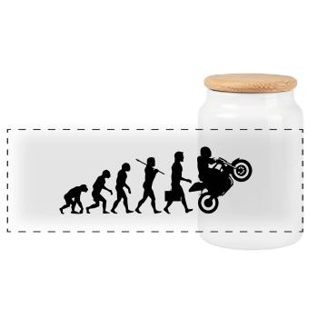 Evolution Motard - Boîte à biscuits avec couvercle en bois - blanc - Devant