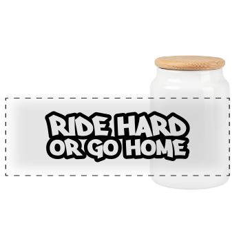 ride_hard_or_go_home - Boîte à biscuits avec couvercle en bois - blanc - Devant