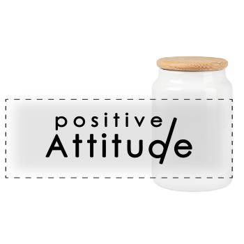 Positive ATTITUDE 1 - Panorama Keksdose mit Holzdeckel - Weiß - Vorne